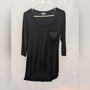 Charlotte Russe Black Shirt W/ Stud Slouch Pocket